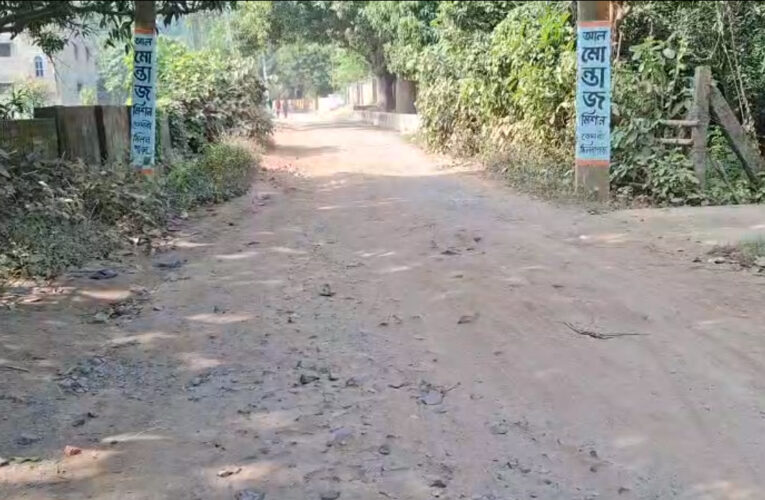কঙ্কালসার রাস্তা; ক্ষুব্ধ গ্রামবাসীরা।